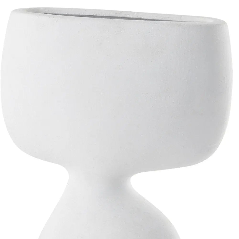 12" White Ceramic Sculptural Table Vase HomeRoots