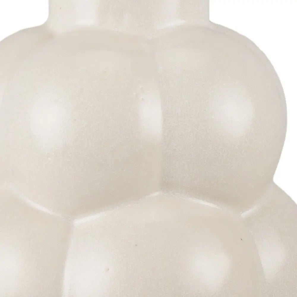 14" Cream Ceramic Bulbous Table Vase