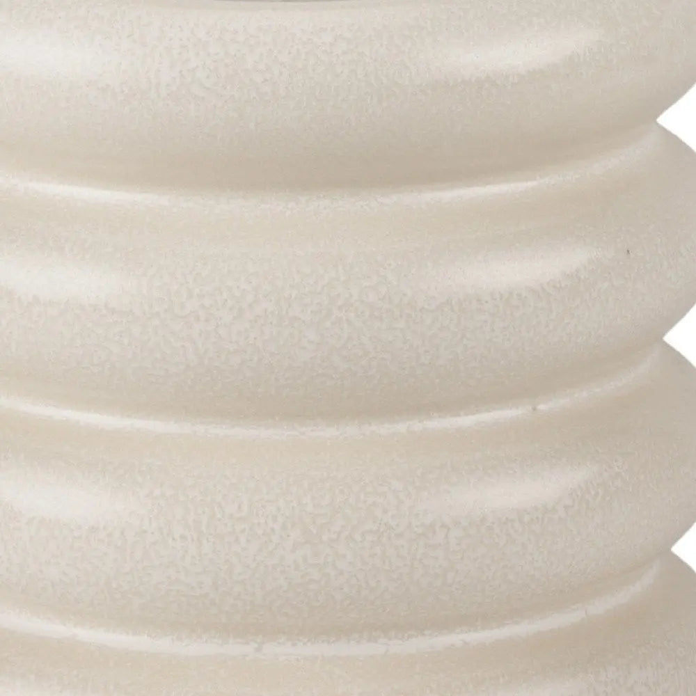 7" Cream Cylinder Rings Ceramic Table Vase HomeRoots