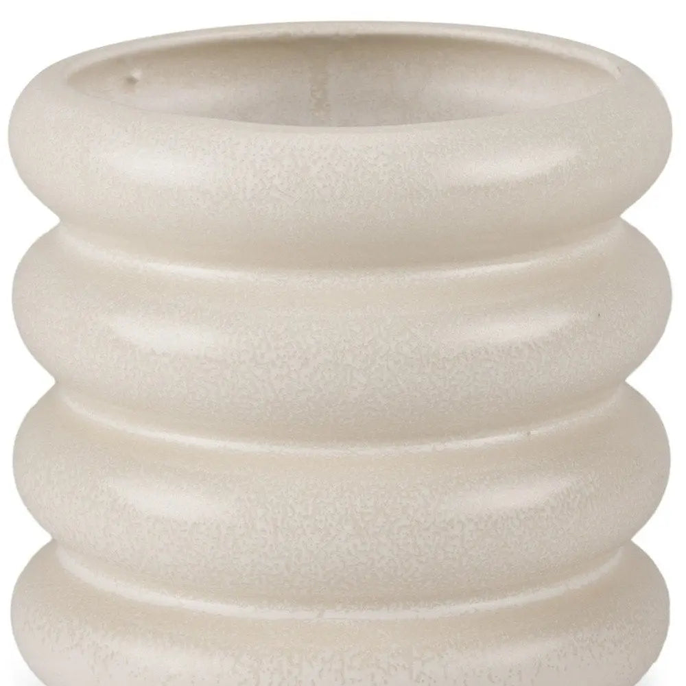 7" Cream Cylinder Rings Ceramic Table Vase HomeRoots