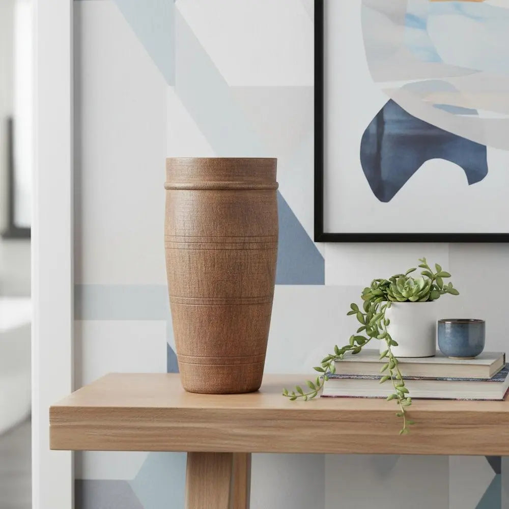 11" Brown Distressed Wood Cylinder Table Vase HomeRoots