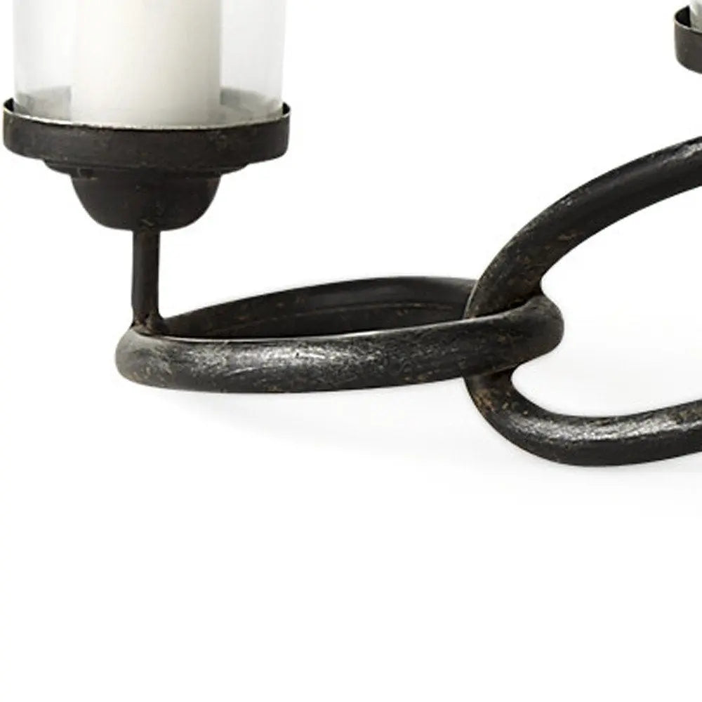 5" Black Distressed Abstract Metal Tabletop Votive Candle Holder HomeRoots