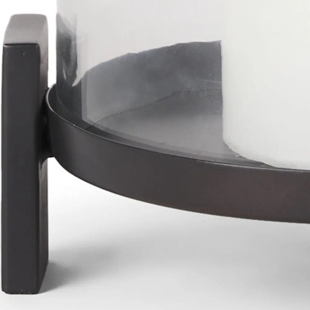 14" Black Metal Abstract Tabletop Hurricane Candle Holder HomeRoots