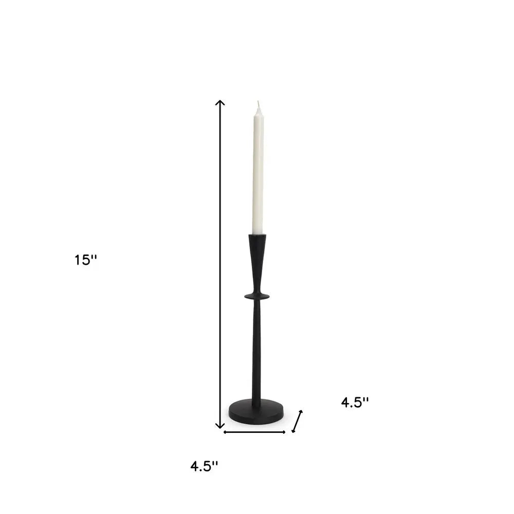 15" Black Metal Abstract Tabletop Candle Holder HomeRoots