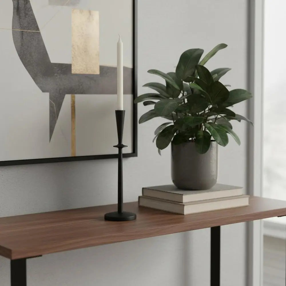 15" Black Metal Abstract Tabletop Candle Holder HomeRoots