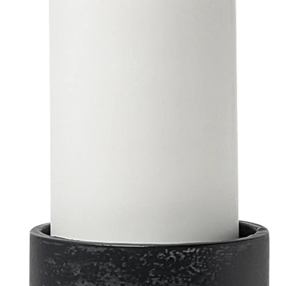 Set of Two Black Distressed Metal Tabletop Pillar Candle Holders HomeRoots