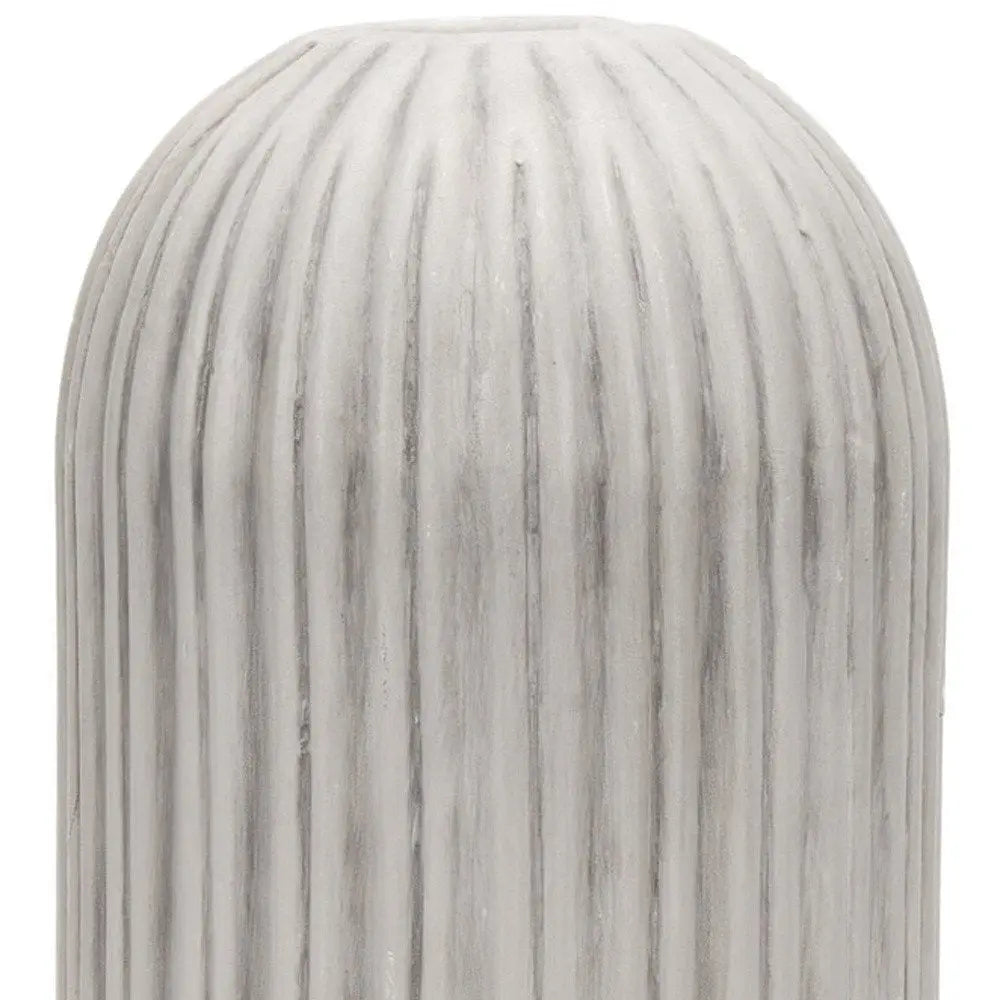 16" Gray And White Striped Cylinder Ceramic Floor Vase HomeRoots