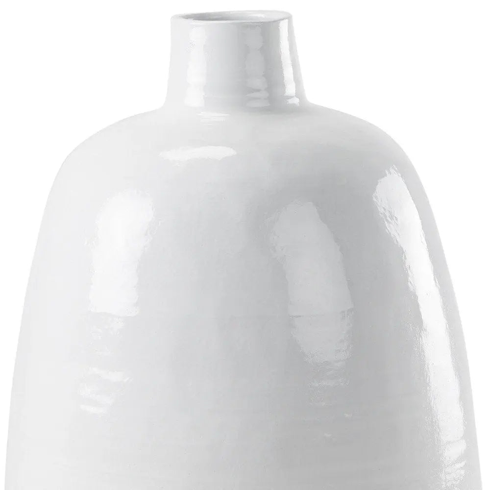 32" Beige And White Color Block Ceramic Round Floor Vase HomeRoots