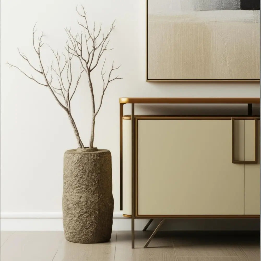 33" Gray Paper Mache Cylinder Floor Vase HomeRoots