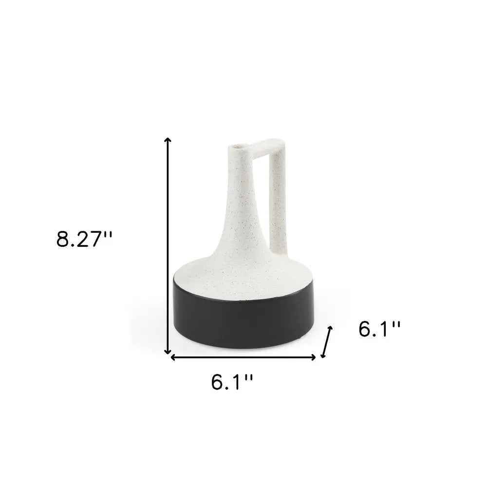 8" Black And White Ombre Ceramic Jug Vase HomeRoots