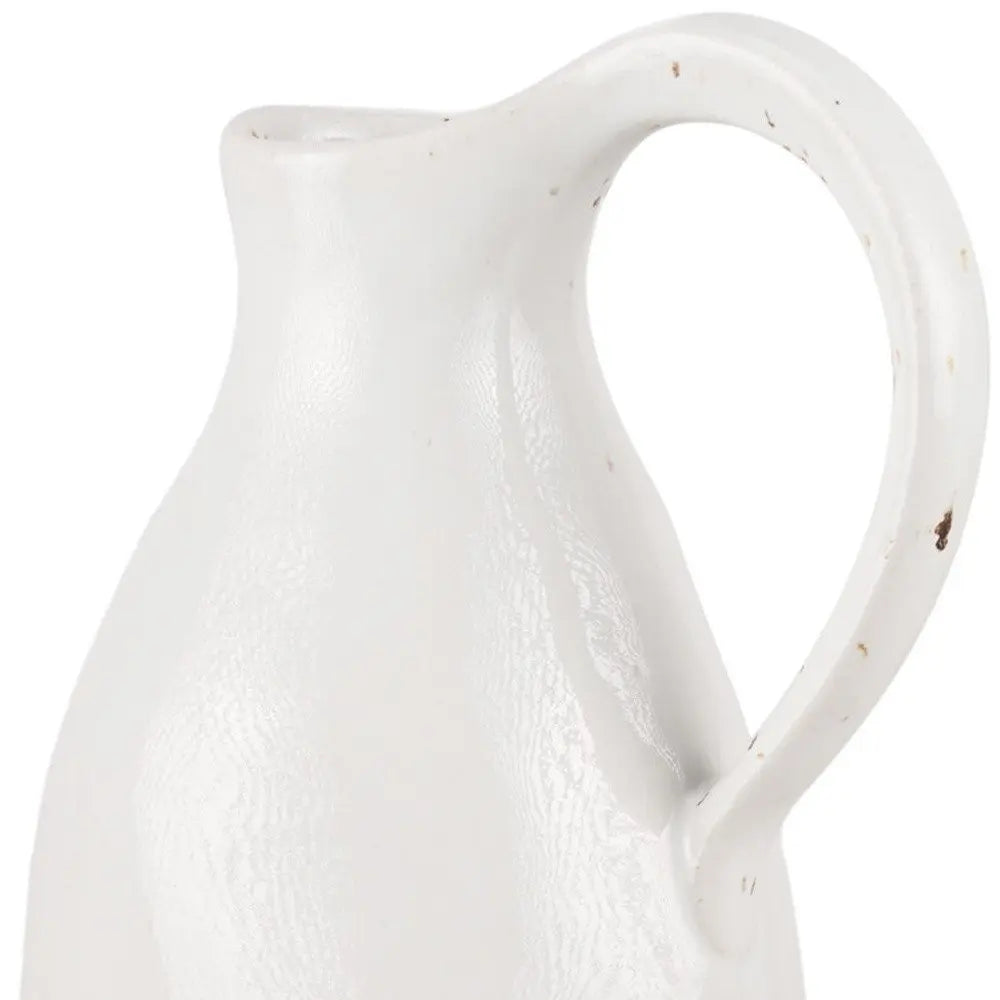 14" White And Beige Ombre Bud Ceramic Jug Vase HomeRoots
