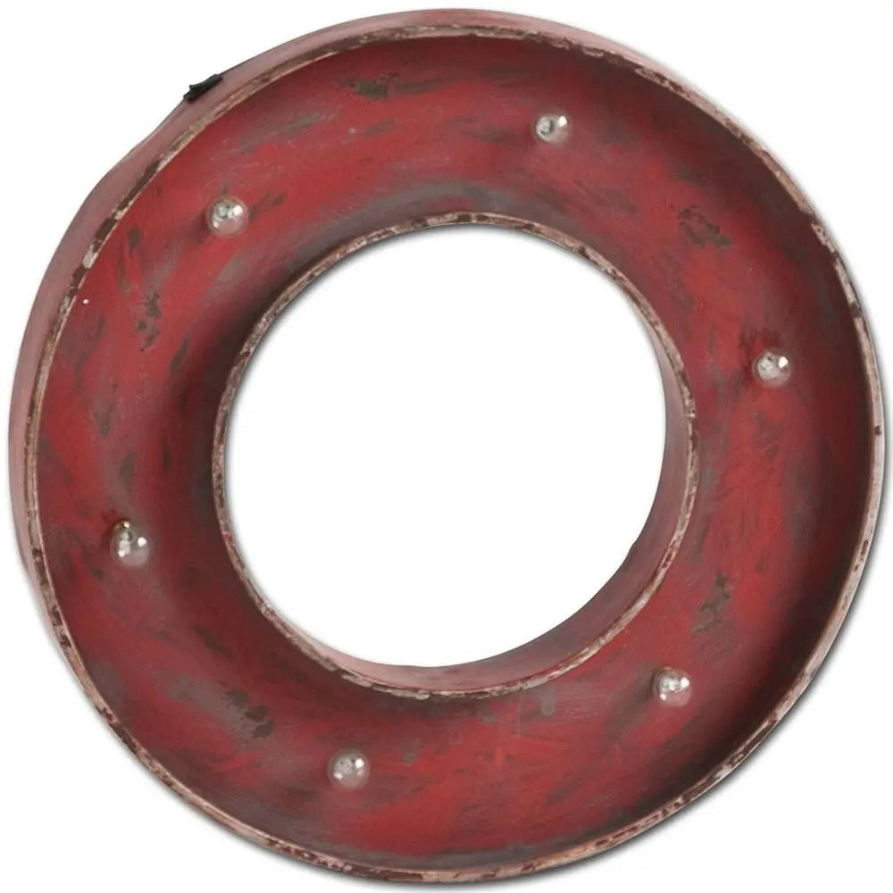 Abaco I 17" X 17" Red Metal Circle Hanging Dimensional Sculpture HomeRoots