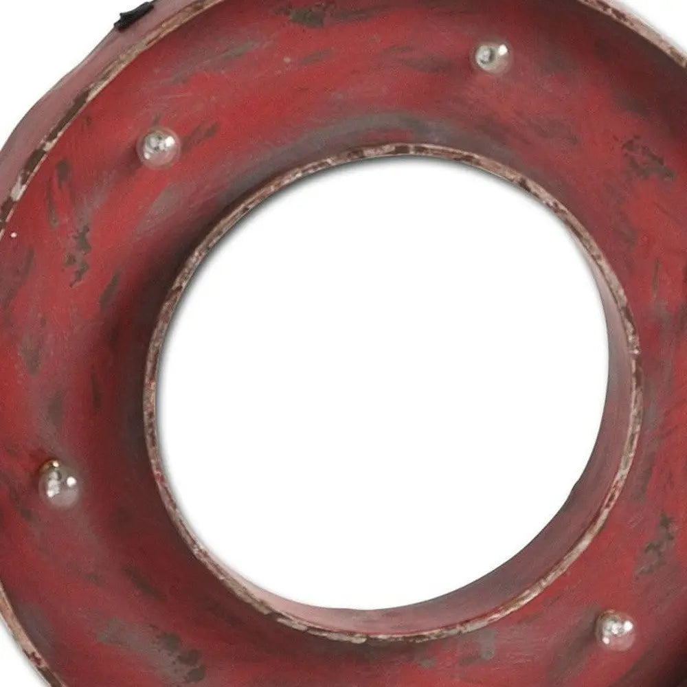 Abaco I 17" X 17" Red Metal Circle Hanging Dimensional Sculpture HomeRoots