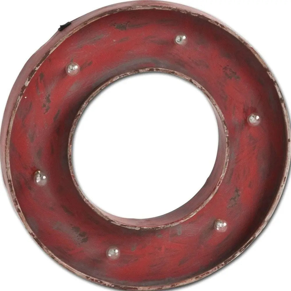 Abaco I 17" X 17" Red Metal Circle Hanging Dimensional Sculpture HomeRoots