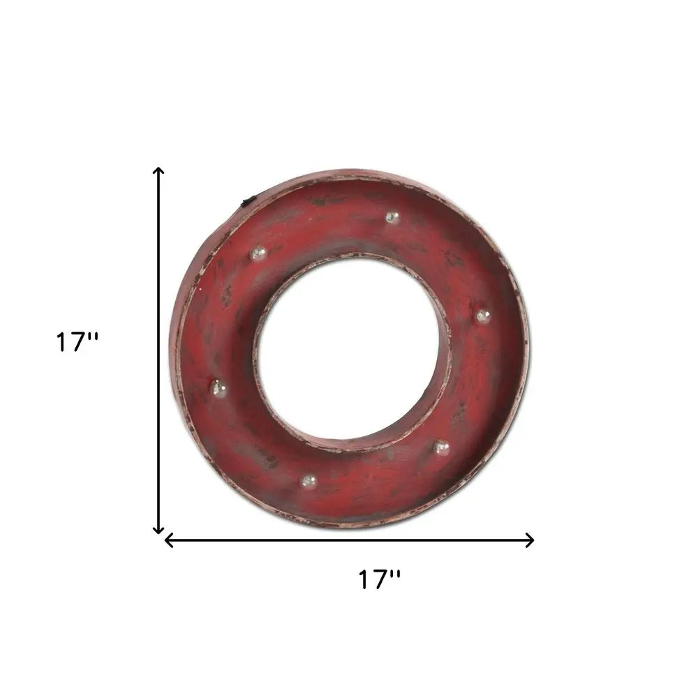 Abaco I 17" X 17" Red Metal Circle Hanging Dimensional Sculpture HomeRoots
