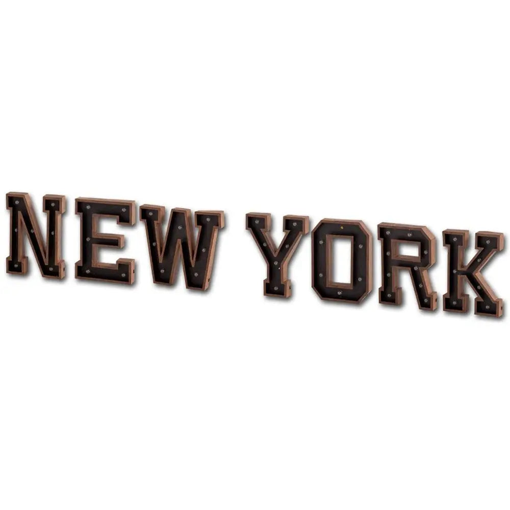 Archera "New York" 110" X 20" Black And Brown New York Metal Wall Decor HomeRoots