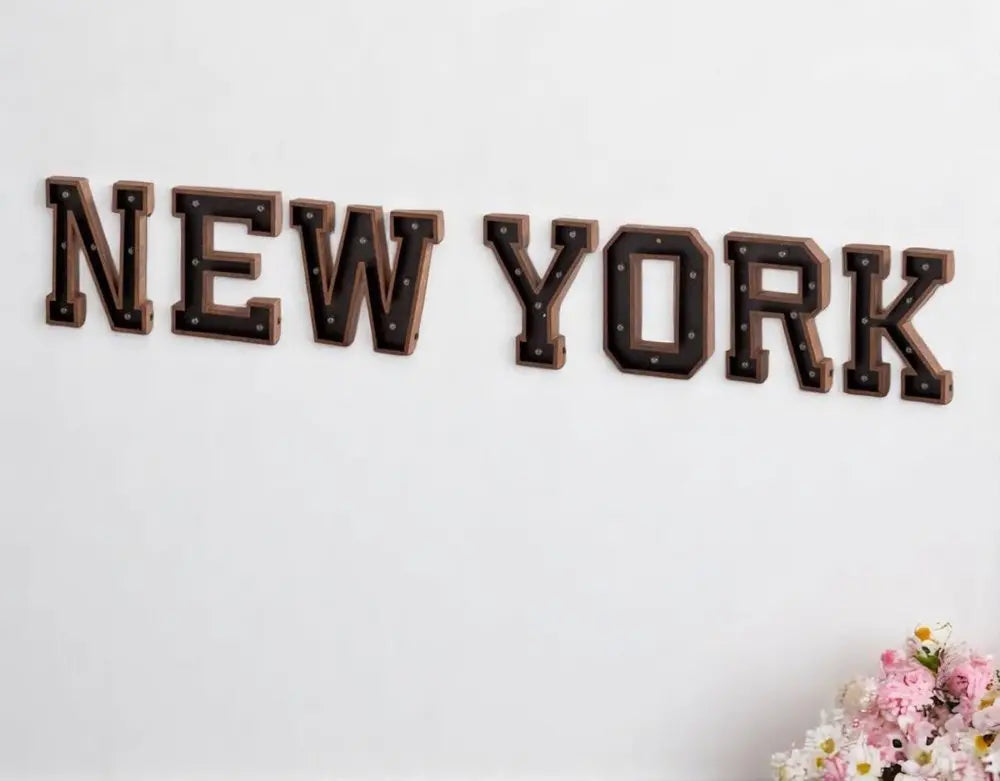 Archera "New York" 110" X 20" Black And Brown New York Metal Wall Decor HomeRoots