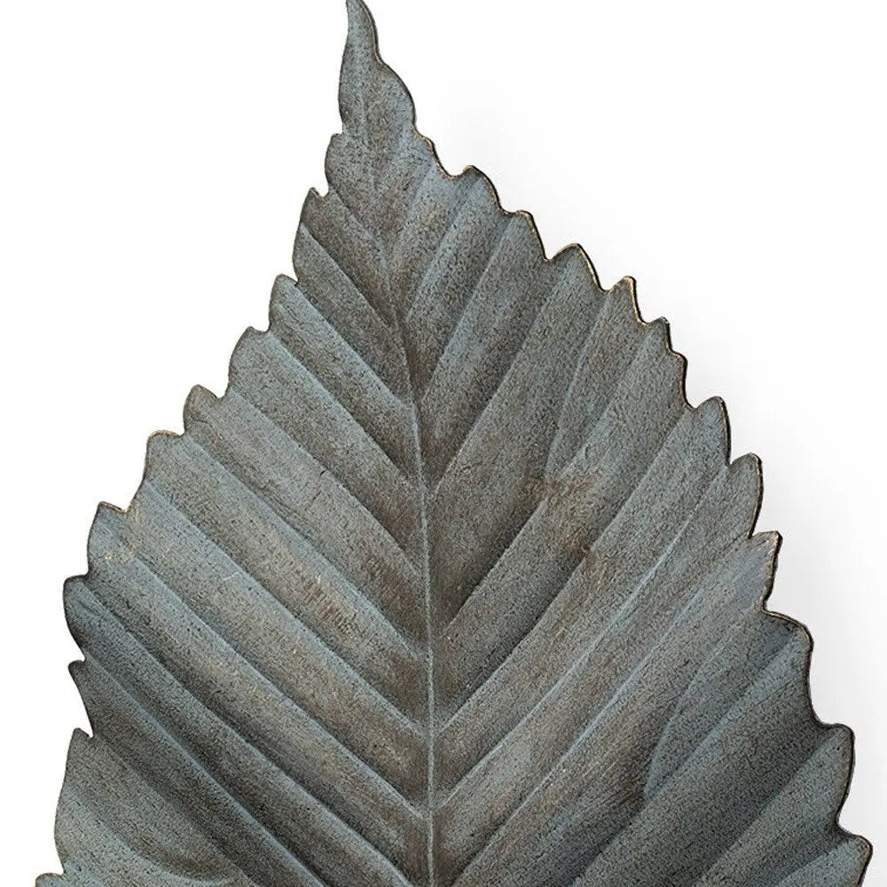 Brattea 16" X 9" Green Leaf Metal Hanging Dimensional Sculpture HomeRoots