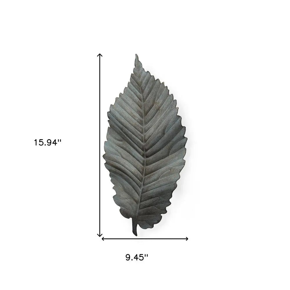 Brattea 16" X 9" Green Leaf Metal Hanging Dimensional Sculpture HomeRoots