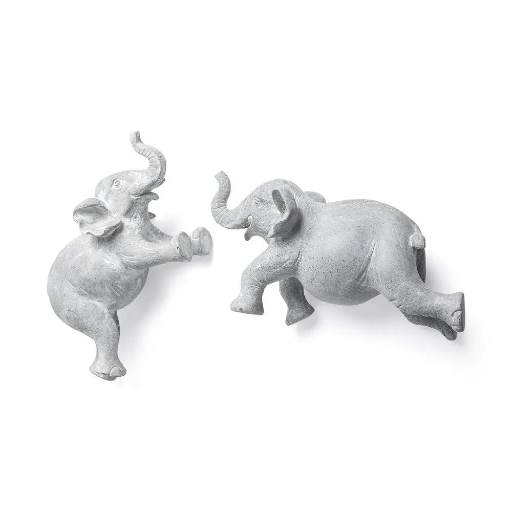 Set of Two Maynard I Gray Elephant Resin Hanging Dimensional Sculpture HomeRoots