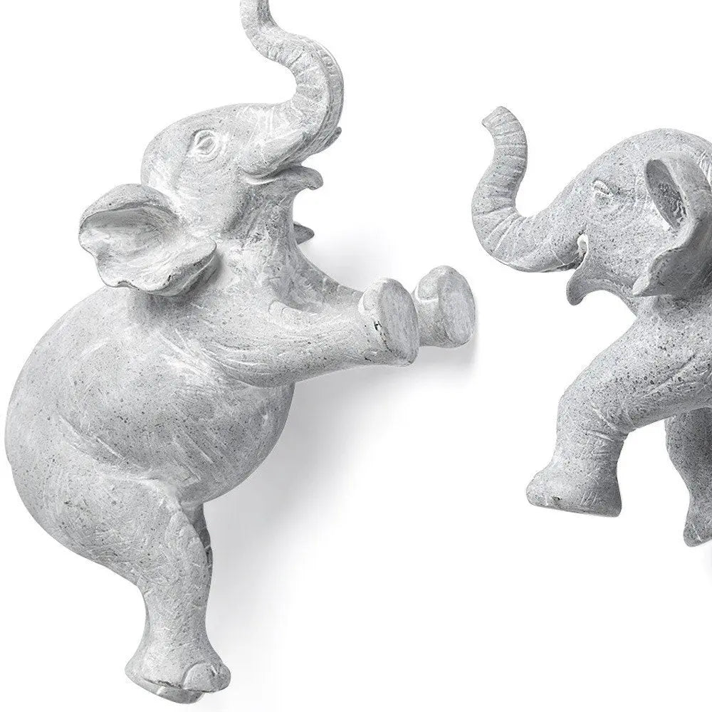 Set of Two Maynard I Gray Elephant Resin Hanging Dimensional Sculpture HomeRoots