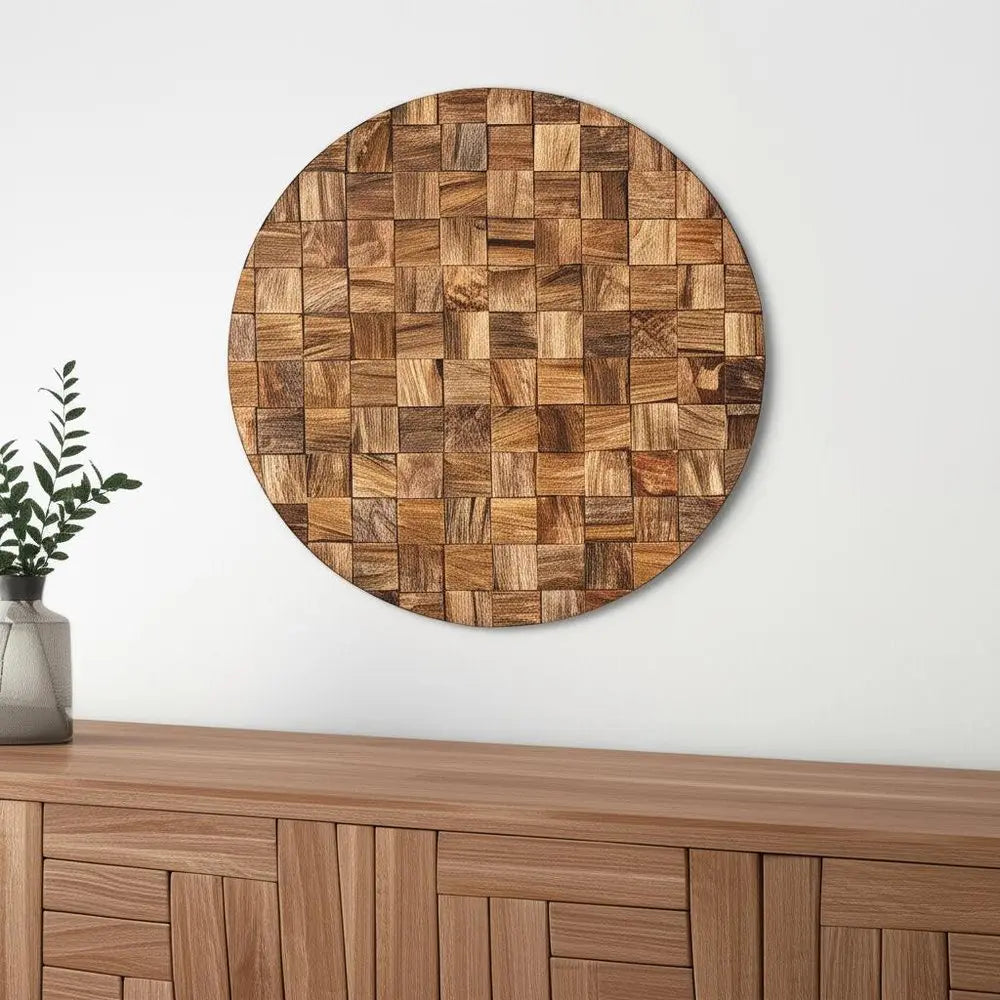 Into the Abyss II 24" X 24" Brown Geometric Wood Circle Hanging Dimensional Sculpture HomeRoots