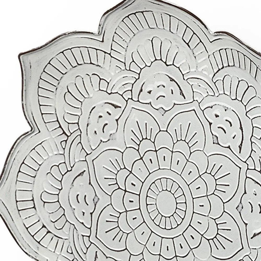 Set of Two Miranda Silver Flower Mandala Metal Hanging Dimensional Sculpture HomeRoots