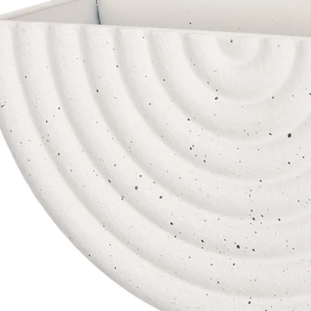 Set of Two White Metal Geometric Half Moon Wall Planters HomeRoots