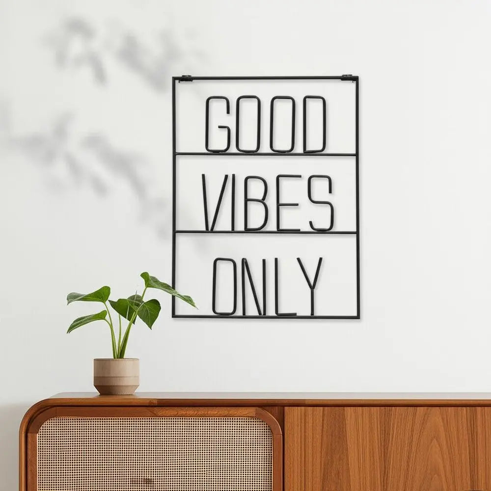 Good Vibes Only 20" X 16" Black Good Vibes Onl Metal Wall Decor HomeRoots