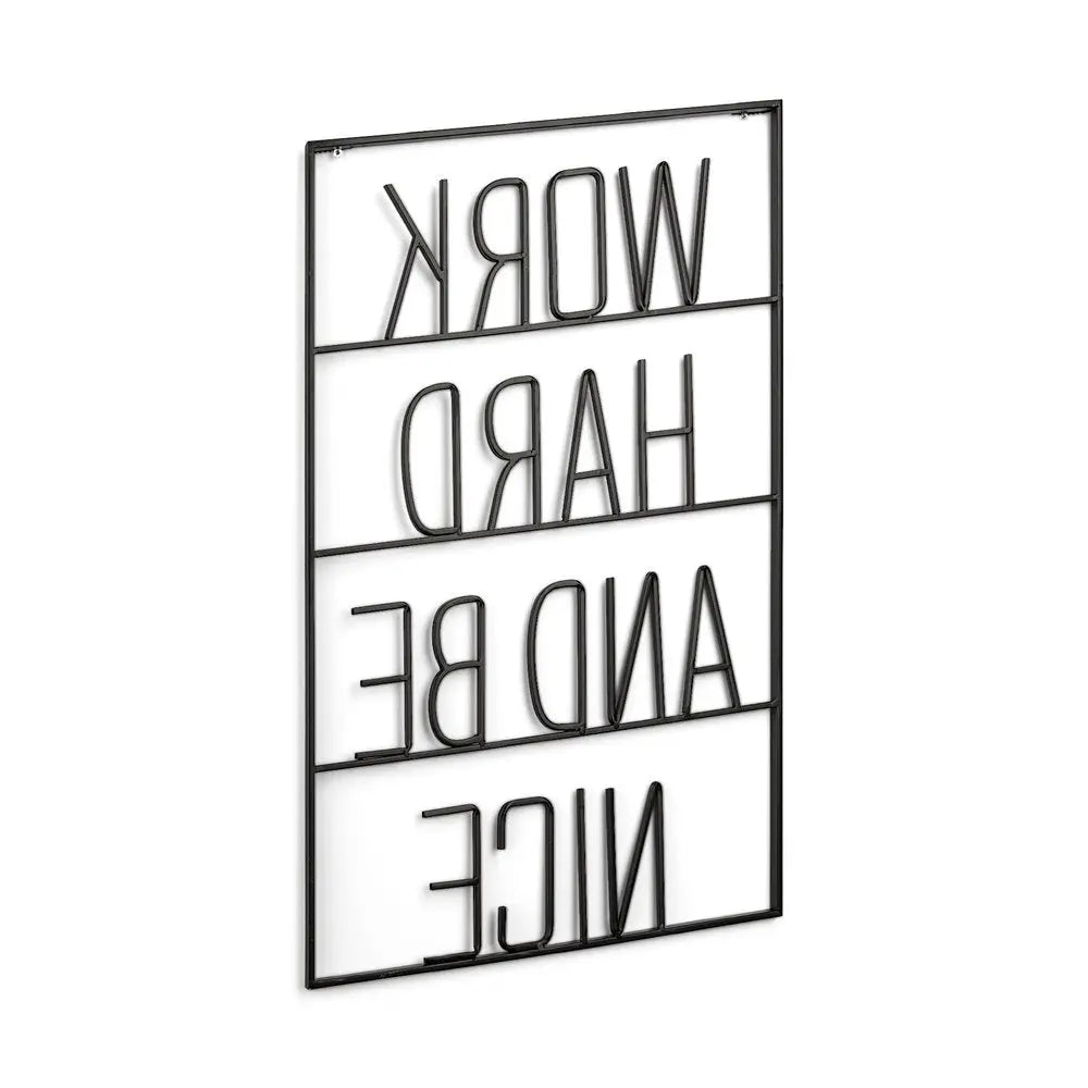 17" X 26" Black Work Hard and Be Nice Metal Wall Decor HomeRoots