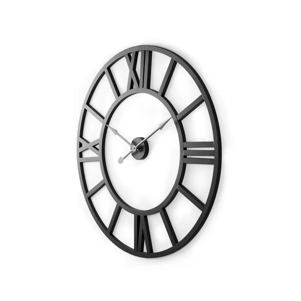 30" Black Iron Analog Round Wall Clock HomeRoots