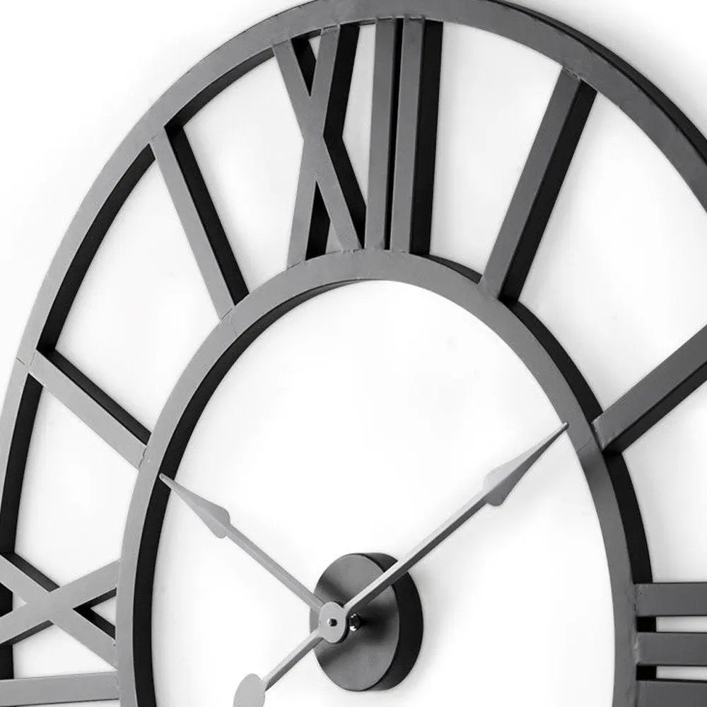 30" Black Iron Analog Round Wall Clock HomeRoots