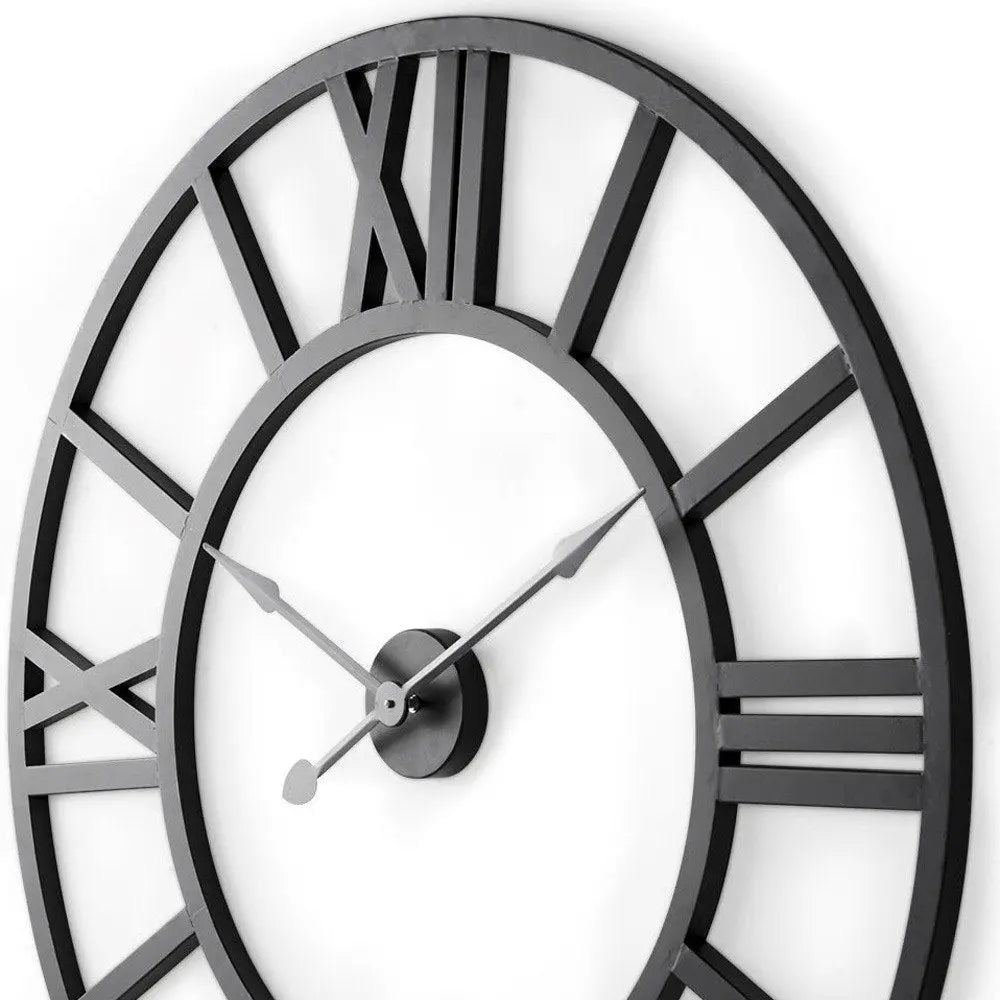 30" Black Iron Analog Round Wall Clock HomeRoots