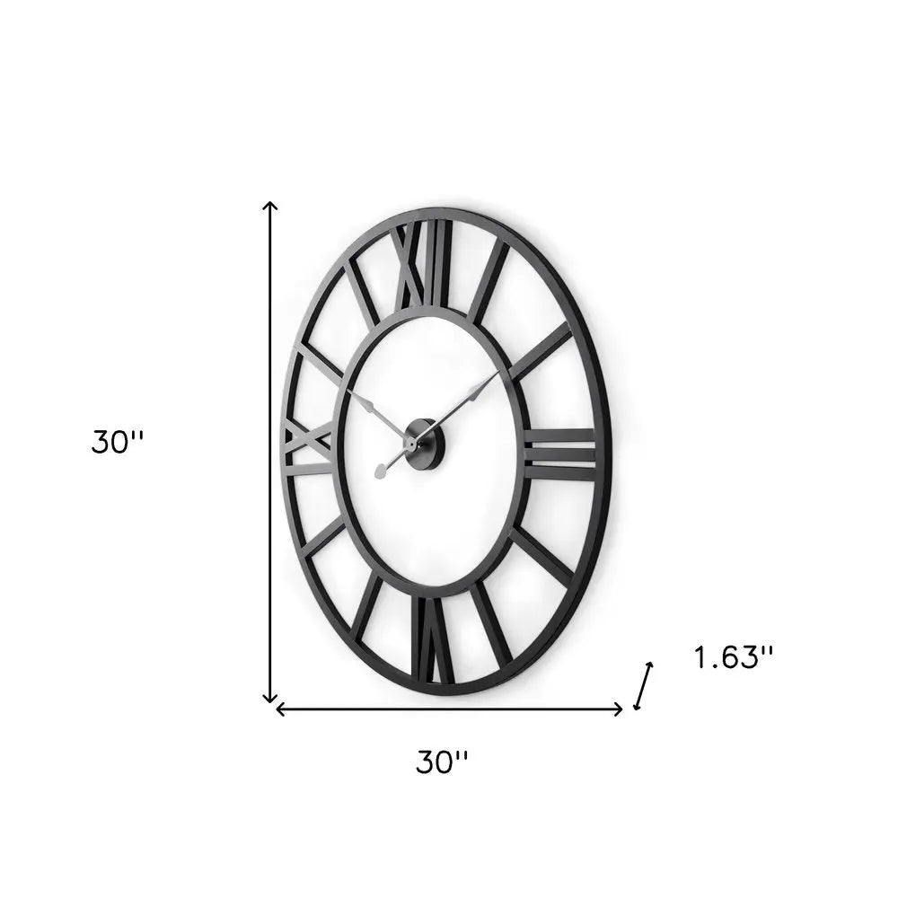 30" Black Iron Analog Round Wall Clock HomeRoots