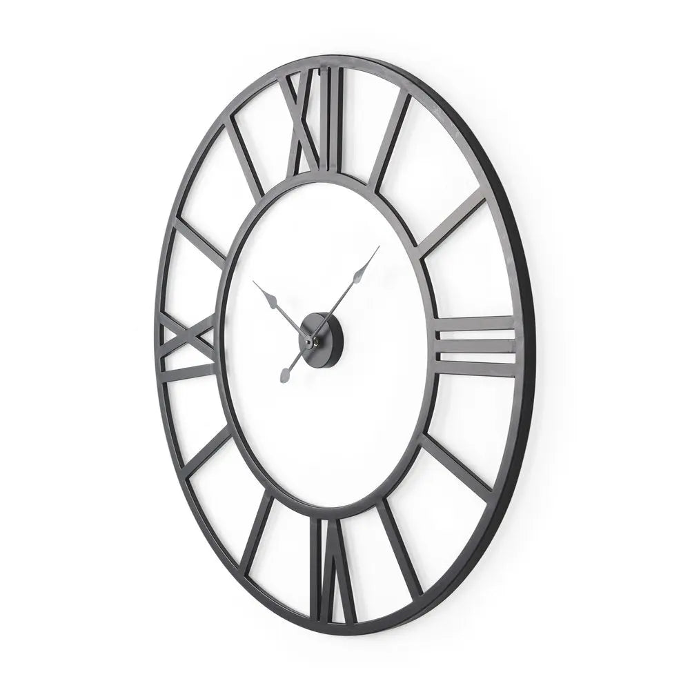 42" Black Iron Analog Round Wall Clock HomeRoots