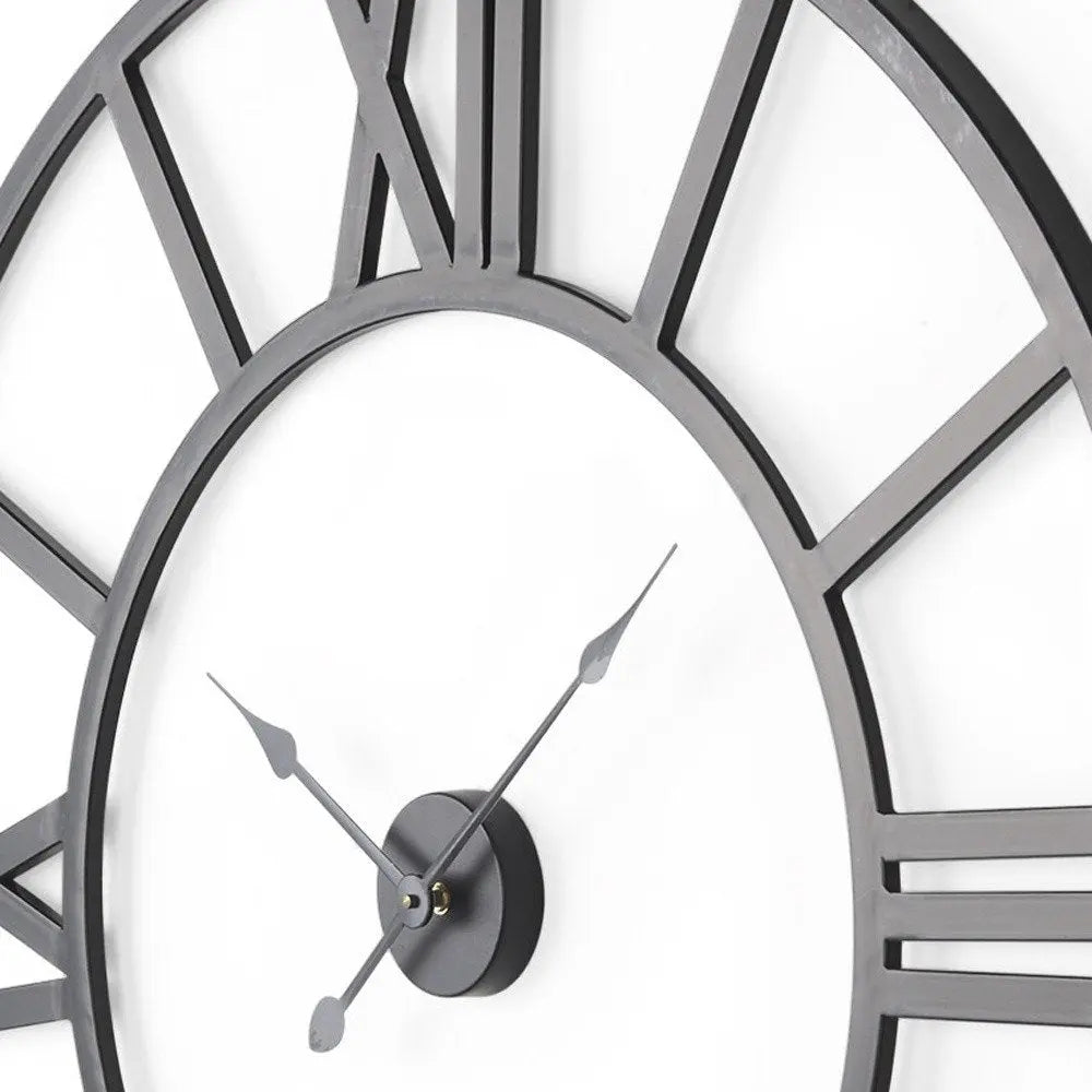 42" Black Iron Analog Round Wall Clock HomeRoots