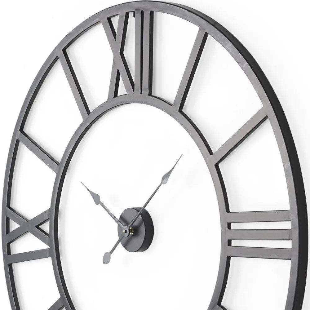 42" Black Iron Analog Round Wall Clock HomeRoots