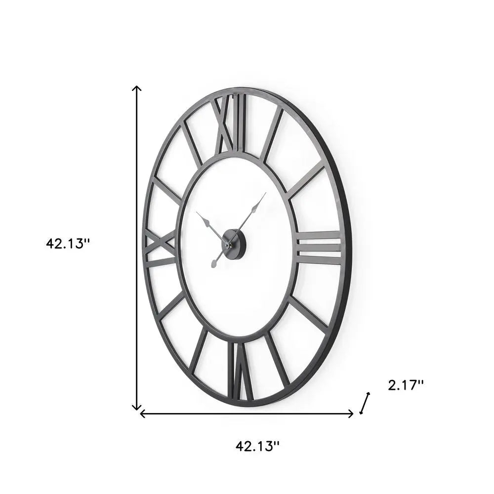 42" Black Iron Analog Round Wall Clock HomeRoots
