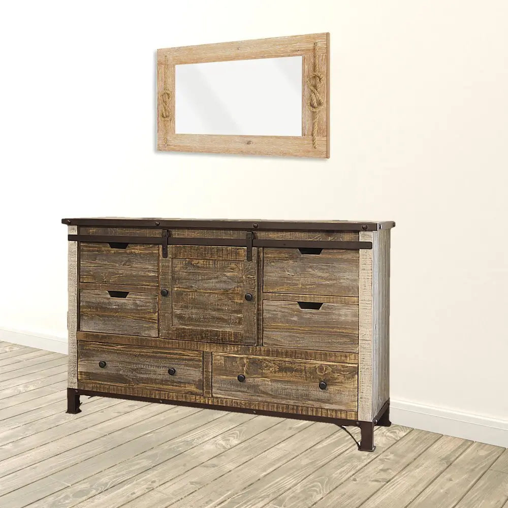 61" Brown Solid Wood Six Drawer Double Dresser - NOBLE HOME INTERIORS