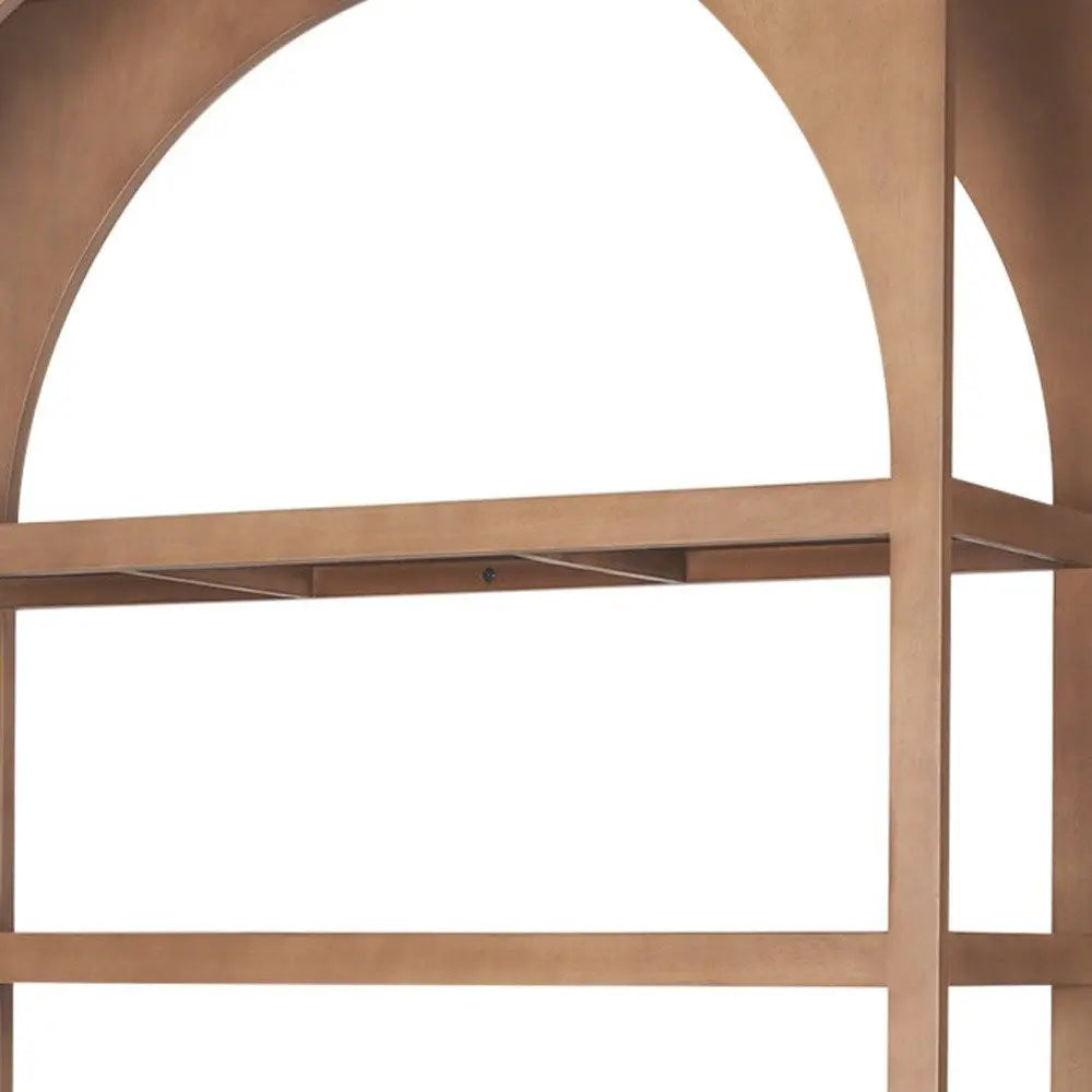 47" Brown Arched Solid Wood Five Tier Bookcase HomeRoots