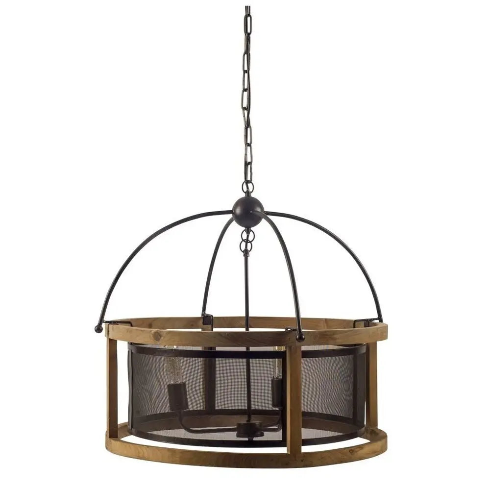 Black Caged Three Light Metal Dimmable Chandelier HomeRoots