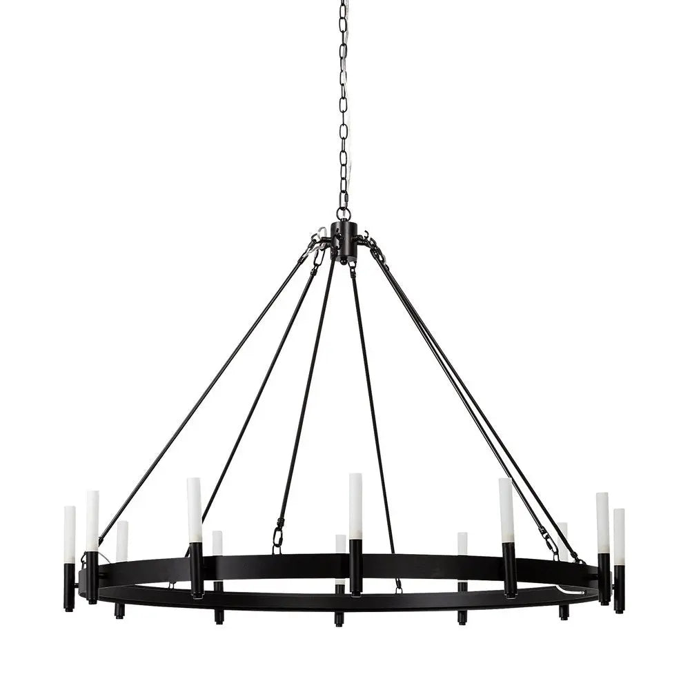 Black Candle Style Twelve Light Glass Dimmable Chandelier HomeRoots