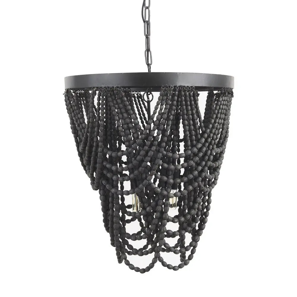 Black Empire Three Light Metal and Beads Dimmable Chandelier HomeRoots