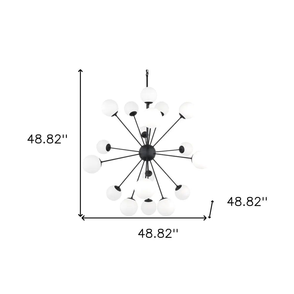 Black Eleven Light Frosted Metal and Glass Dimmable Chandelier With White Shades HomeRoots