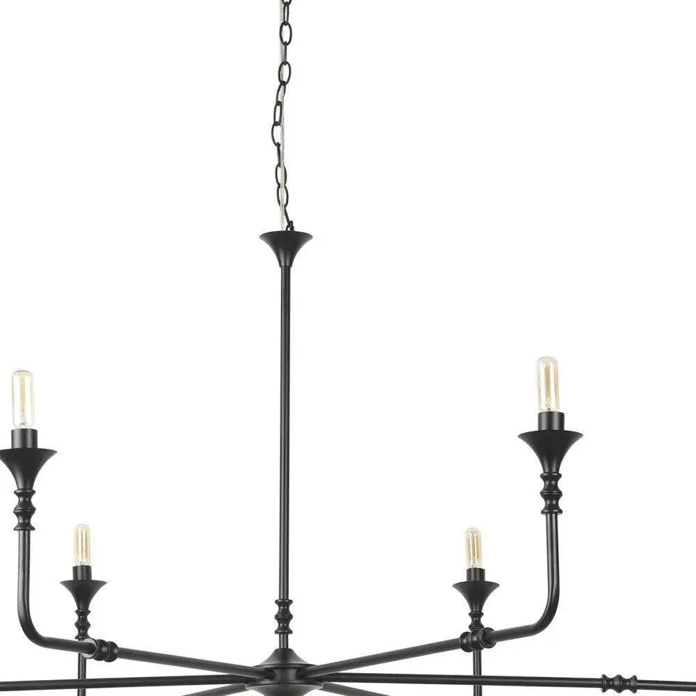 Black Candle Style Six Light Metal Dimmable Chandelier HomeRoots