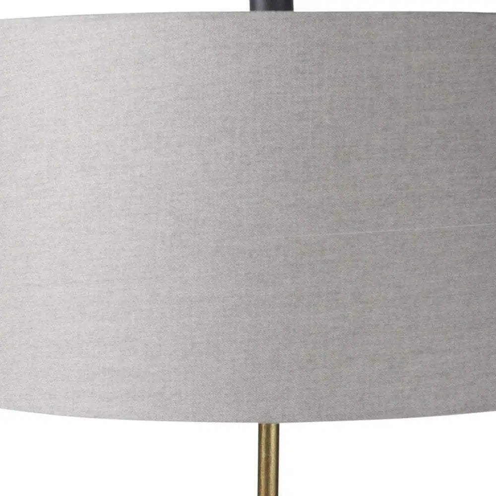 Lámpara de noche redonda azul de 29" con pantalla beige tipo tambor