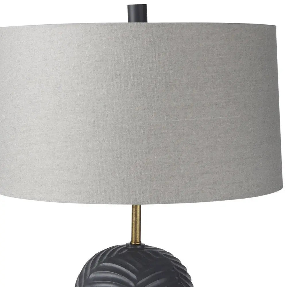 Lámpara de noche redonda azul de 29" con pantalla beige tipo tambor