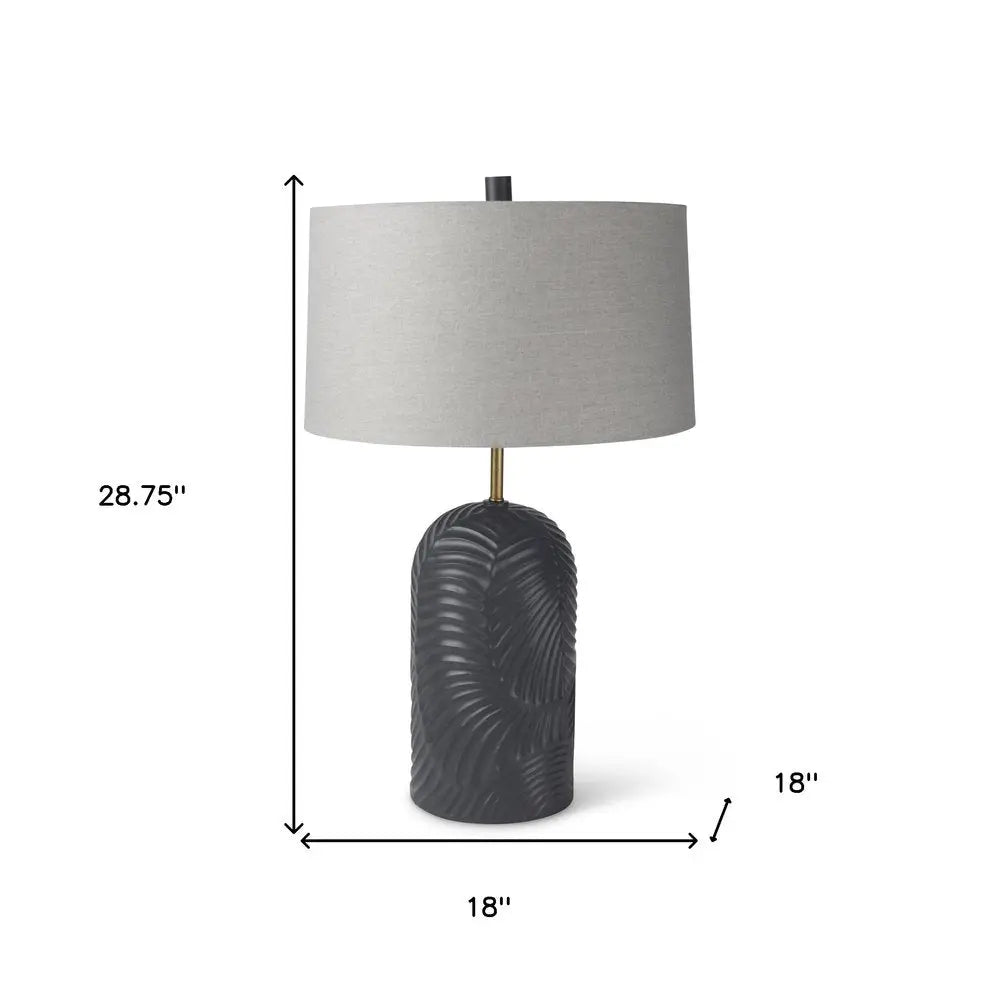 Lámpara de noche redonda azul de 29" con pantalla beige tipo tambor