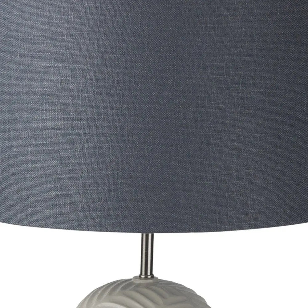 29" Beige Round Bedside Lamp With Blue Drum Shade HomeRoots