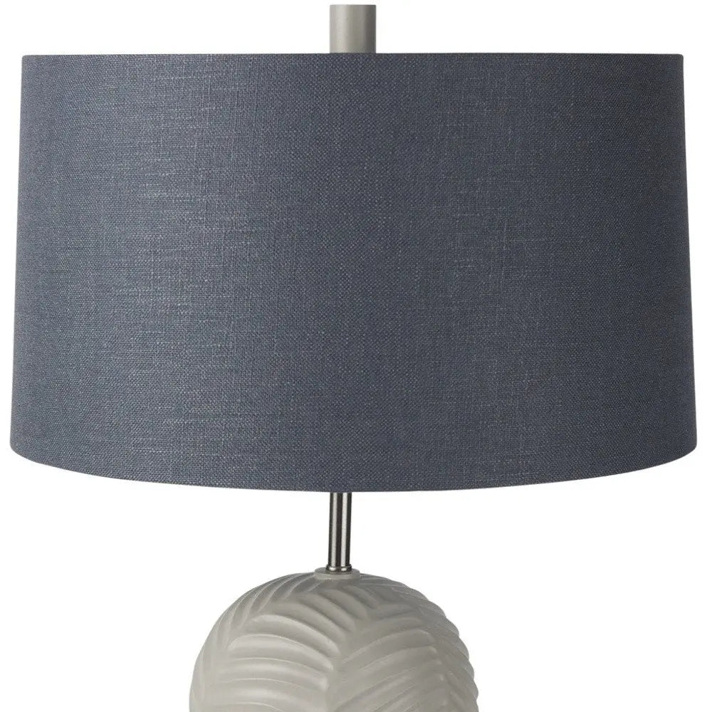 29" Beige Round Bedside Lamp With Blue Drum Shade HomeRoots